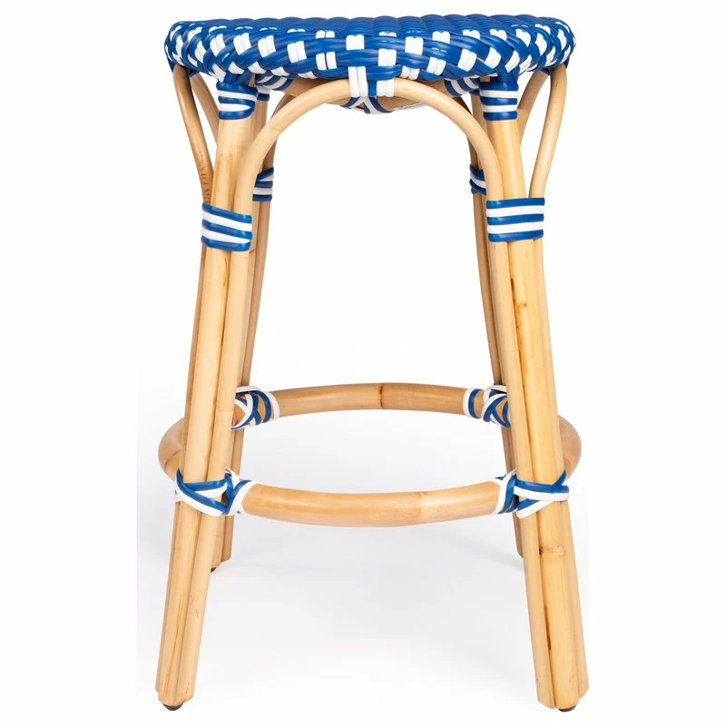 Best deal 🛒 Butler Specialty Company Tobias Blue And White Rattan Counter Stool ✔️ - Image 5