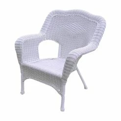 New 👏 International Caravan Maui Camelback Outdoor Patio Chairs, Set Of 2, White ⌛