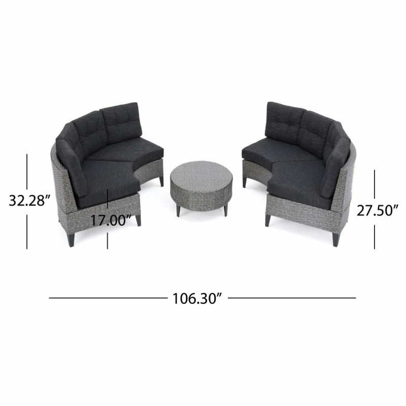 Cheapest 🤩 GDFStudio GDF Studio 5-Piece Currituck Outdoor Black Wicker Sofa, Dark Gray Set ❤️ - Image 6