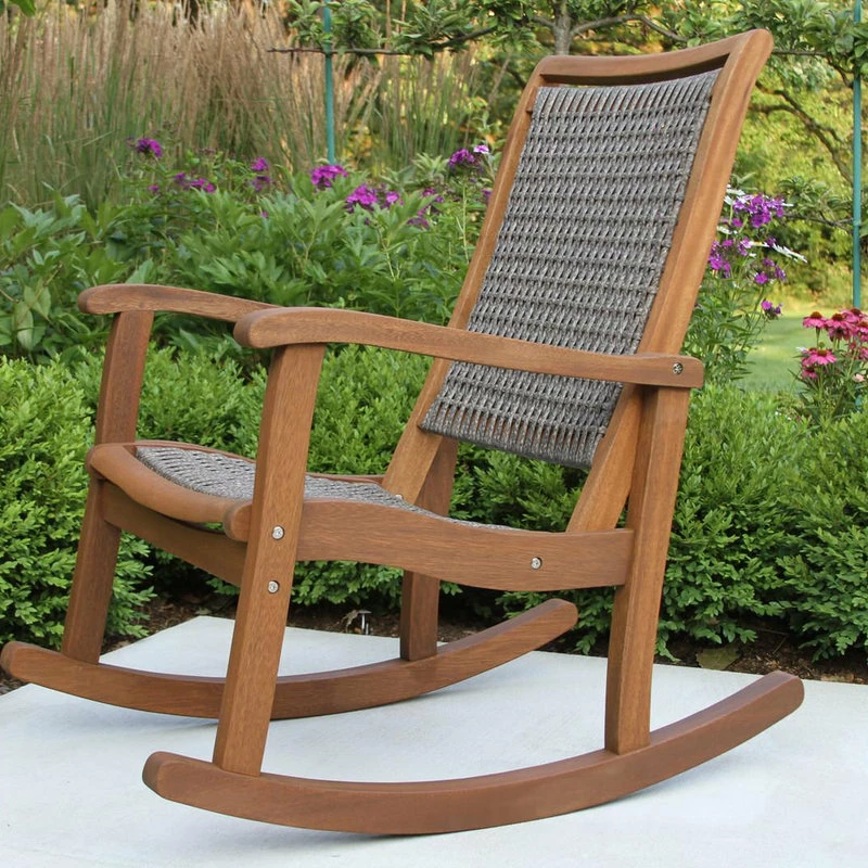 Best reviews of ๐ Outdoor Interiors Salinas Resin Wicker And Eucalyptus Rocker Chair, Gray ๐ - Image 3