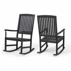 Top 10 ✨ GDFStudio Penny Outdoor Acacia Wood Rocking Chairs, Set Of 2, Dark Gray Finish 🔔