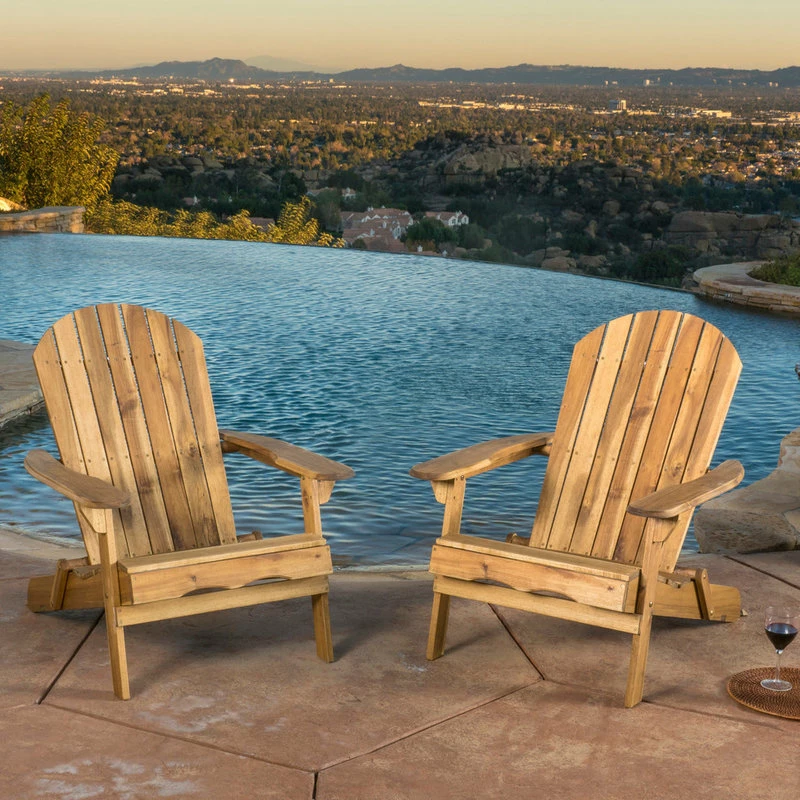 Brand new ๐ฅ GDFStudio GDF Studio Katherine Outdoor Reclining Wood Adirondack Chairs, Set Of 2, Natural โ - Image 2