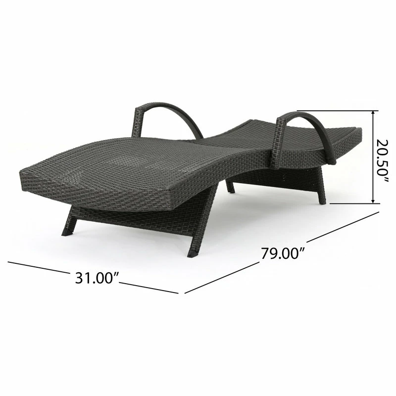 Discount ⌛ GDFStudio GDF Studio Solaris Outdoor Gray Wicker Armed Chaise Lounge With Cushion, Blue 🎉 - Image 4