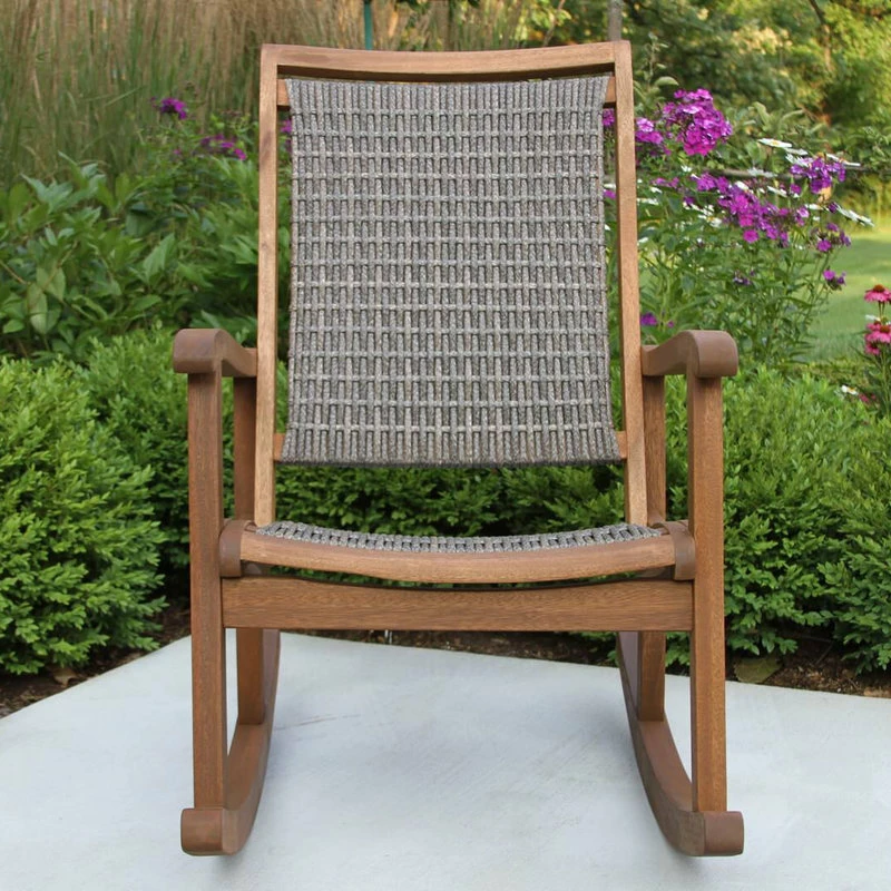 Best reviews of ๐ Outdoor Interiors Salinas Resin Wicker And Eucalyptus Rocker Chair, Gray ๐ - Image 4