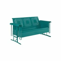 Outlet ⭐ Crosley Bates Modern Styled Green Finish Metal Gliding Patio Sofa ⭐