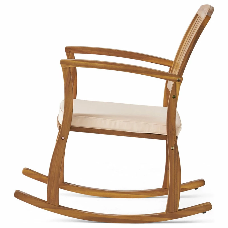 Coupon 🎁 GDFStudio GDF Studio Sadie Outdoor Acacia Wood Rocking Chair With Cushion 👏 - Image 7
