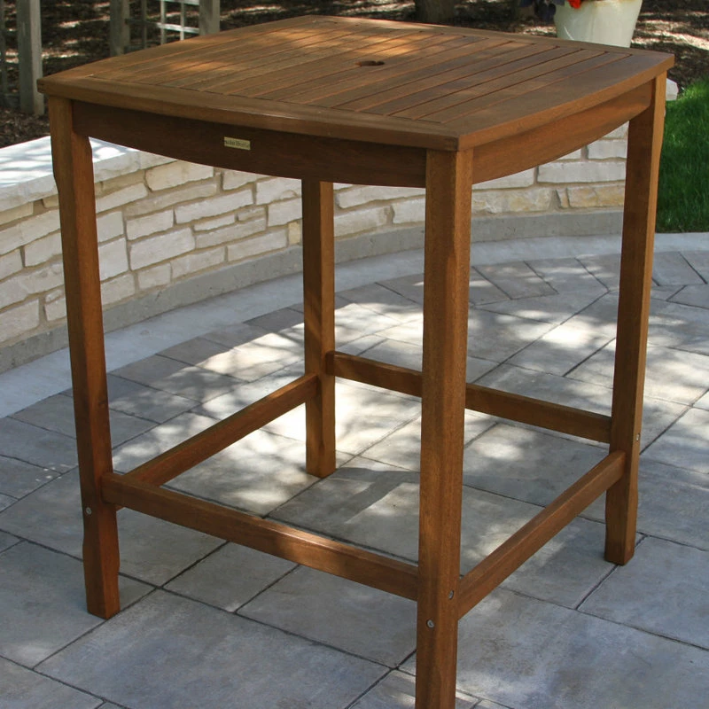 Best deal ๐ Outdoor Interiors 5-Piece Square Eucalyptus Bar Height Dining Set With Bar Chairs โค๏ธ - Image 3