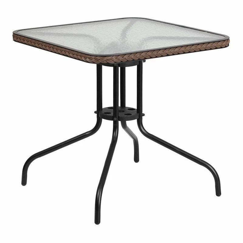 Best Pirce ๐ Flash Furniture 28" Square Glass Top Patio Dining Table In Black Brown ๐ - Image 2