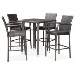 Best reviews of 🔔 GDFStudio GDF Studio 5-Piece Colburn Outdoor Multi-Brown Wicker 32.5" Square Bar Table Set 🎁