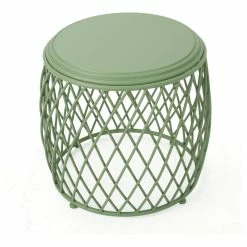 Best Sale 🔔 GDFStudio GDF Studio Alameda Outdoor 19" Diameter Lattice Iron Side Table, Matte Green 🤩