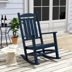 New ✔️ WestinTrends HDPE Patio Outdoor Adirondack Rocking Chair, Navy Blue 🎁