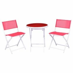 Deals 🥰 Costway 3 PCS Folding Bistro Table Chairs Set Garden Patio Furniture Red ✨