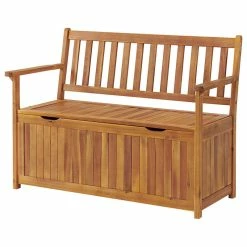 New 👍 Bolton Furniture, Inc. Londonderry 47"W Acacia Wood Outdoor Storage Bench 💯