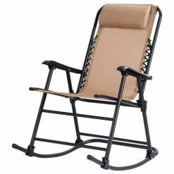 Deals ❤️ Costway Folding Zero Gravity Rocking Chair Rocker Outdoor Patio Headrest Beige 🔥