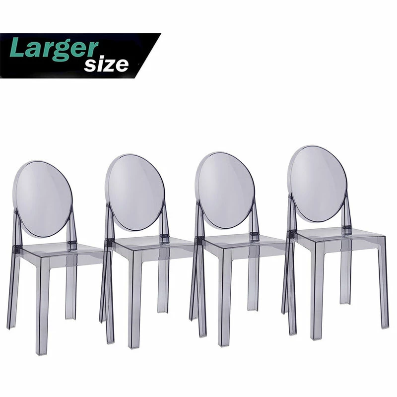 Cheapest ✨ Homedotdot Large Modern Ghost Style Plastic Side Chairs, Smoke, Set Of 4 🤩