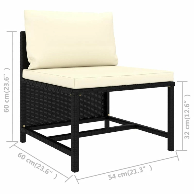 Wholesale 👏 Vida XL LLC VidaXL Patio Sofa Set With Cushions 3 Pieces Black Poly Rattan Garden Lounge ✔️ - Image 6