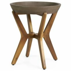 Wholesale 💯 GDFStudio Callum Outdoor Side Table, Teak And Light Gray 👏