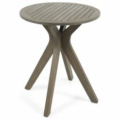 Deals 🥰 GDFStudio GDF Studio Brigitte Outdoor Round Acacia Wood Bistro Table With X Legs, Gray ⌛