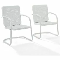 Cheapest 🛒 Crosley Bates Metal Patio Chair In White (Set Of 2) 🔔