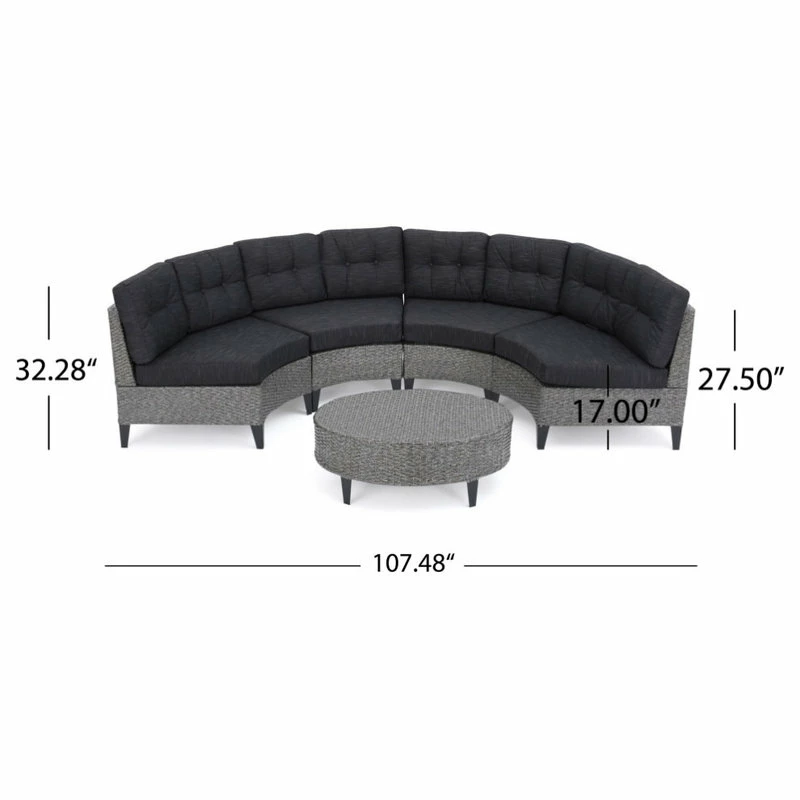Cheapest 🤩 GDFStudio GDF Studio 5-Piece Currituck Outdoor Black Wicker Sofa, Dark Gray Set ❤️ - Image 7