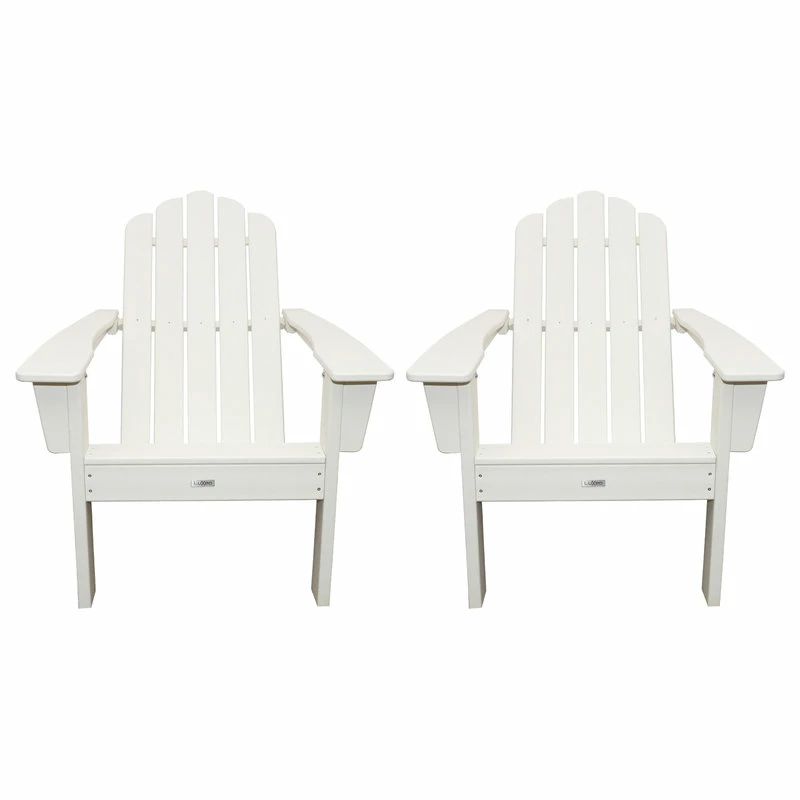 Best Sale 😉 LuXeo USA Marina Poly Outdoor Patio Adirondack Chair, Set Of 2, White 🥰