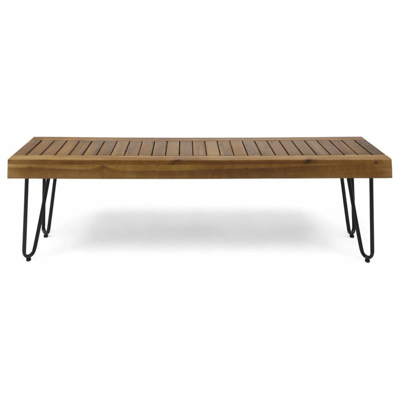 Top 10 😍 GDFStudio GDF Studio Abbet Outdoor Industrial Wood And Metal Bench, Teak/Black Metal 😉 - Image 5