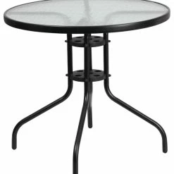 Coupon 🌟 Flash Furniture 31.5'' Round Tempered Glass Metal Table 🧨