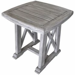 Flash Sale ✔️ Courtyard Casual Driftwood Gray Teak Surf Side Outdoor Side Table ⭐