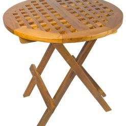 Outlet ✨ SeaTeak Teak Folding Deck Table, Round-Grate Top ✨