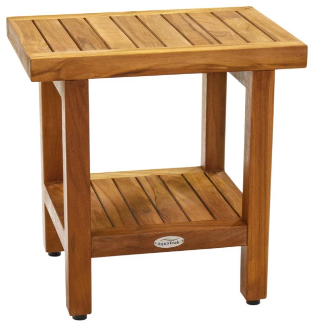 Hot Sale ๐ AquaTeak The Original 18" Spa™ Teak Shower Bench With Shelf โจ