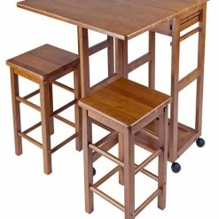 Wholesale ❤️ Winsome Space Saver With 2 Square Stool In Teak 🎉