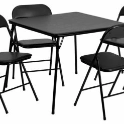 Flash Sale 🎁 Flash Furniture 5 Piece Black Folding Card Table And Chair Set 😉