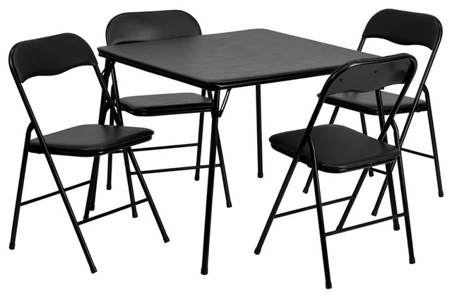 Flash Sale ๐ Flash Furniture 5 Piece Black Folding Card Table And Chair Set ๐
