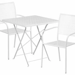 Wholesale ⭐ Flash Furniture 28'' Square White Indoor-Outdoor Steel Folding Patio Table Set 🤩