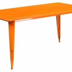 Coupon 🔔 Flash Furniture Commercial Grade 31.5" X 63" Rectangular Orange Metal Indoor-Outdoor Table ✨